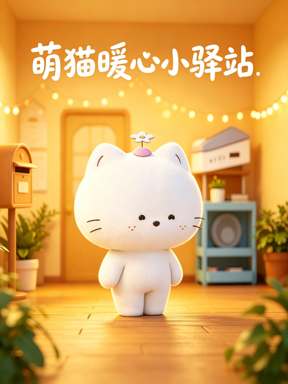 萌猫暖心小驿站海报