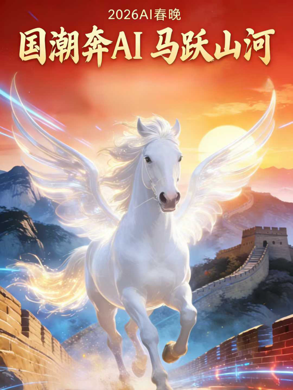 “国潮奔AI·马跃山河”——2026丙午马年AI春节联欢晚会海报
