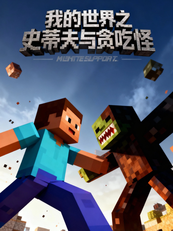 我的世界之史蒂夫与贪吃怪海报