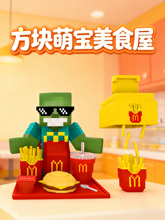 方块萌宝美食屋海报